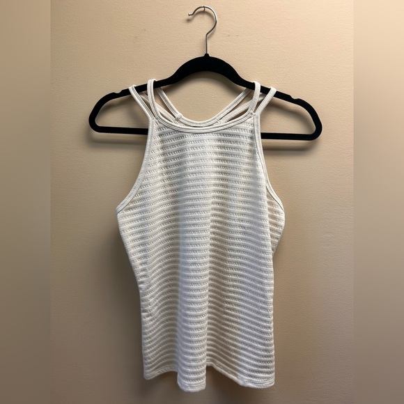 GAP Fit Cream Ribbed Fitted Tank Top - Picture 1 of 3